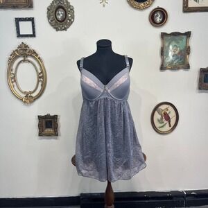 Daisy Fuentes Gray Lace Sheer Bra Top lingerie – Plus Size 2X